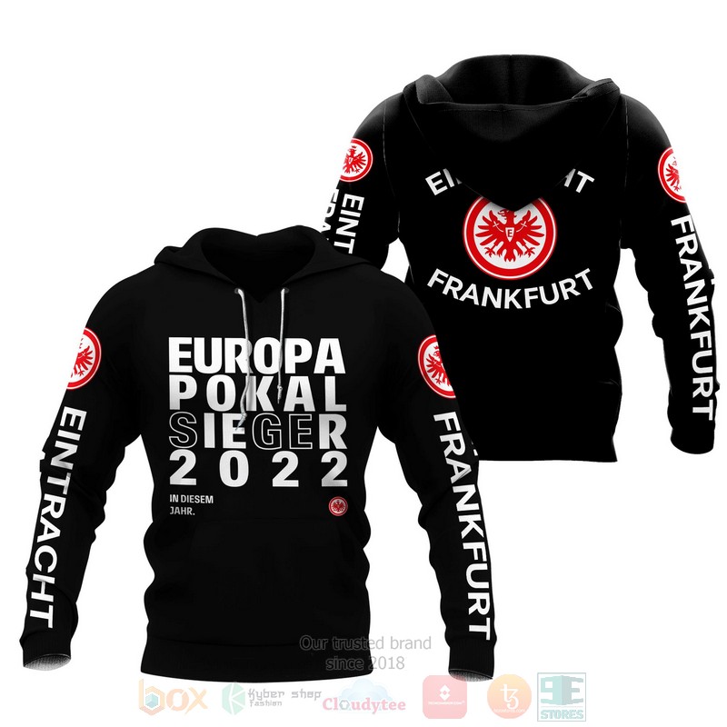 Eintracht Frankfurt Europapokal Sieger 2022 Black 3D Hoodie Eintracht Frankfurt Europapokal Sieger 2022 Black 3D Hoodie