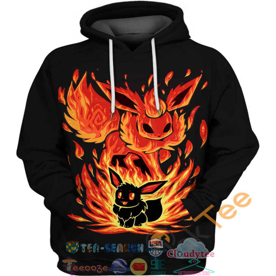 Evee And Flareon Pokemon Hoodie 3D Evee And Flareon Pokemon Hoodie 3D