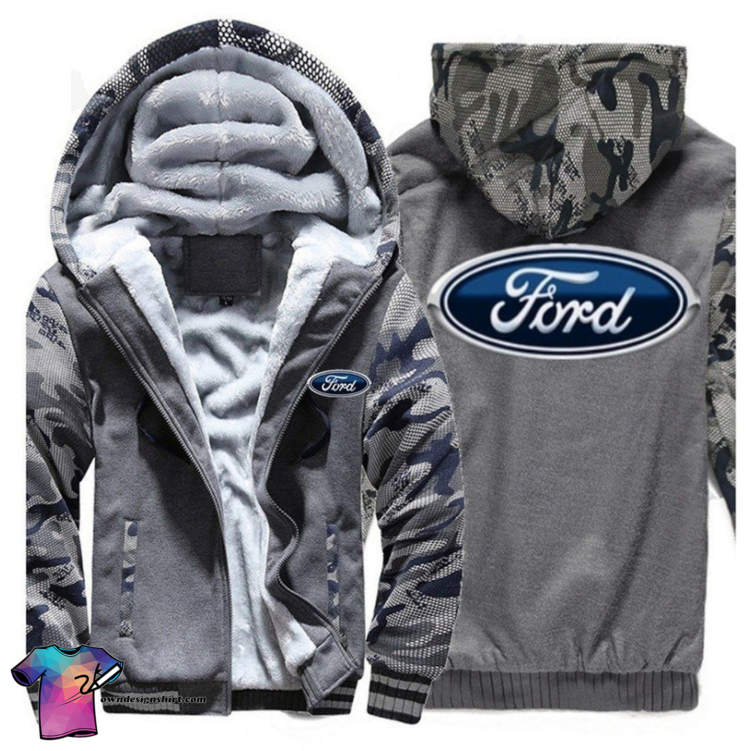 Ford Logo Camo Version Full Print Fleece Hoodie Ford Logo Camo Version Full Print Fleece Hoodie