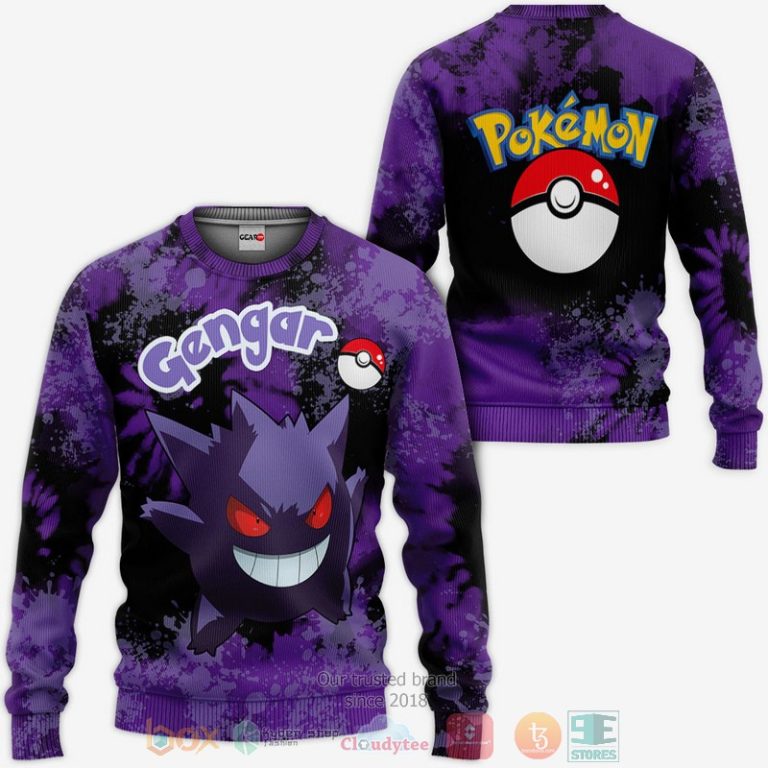 Gengar-Pokemon-Anime-Tie-Dye-Style-3D-Hoodie-Bomber-Jacket-2