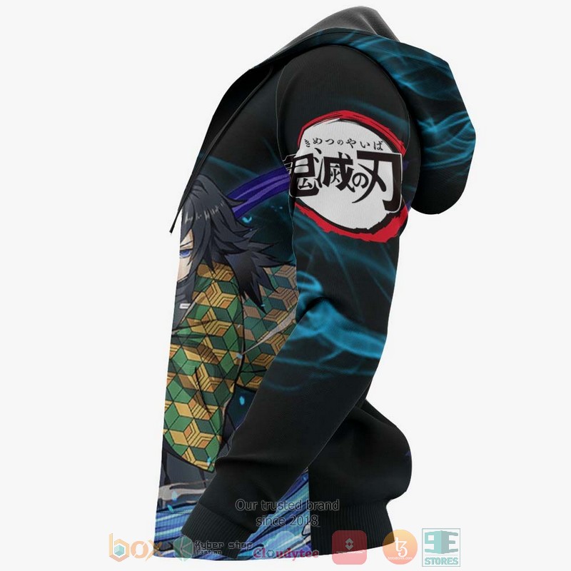 Giyu Tomioka Kimetsu Anime Black 3D Hoodie Giyu Tomioka Kimetsu Anime Black 3D Hoodie