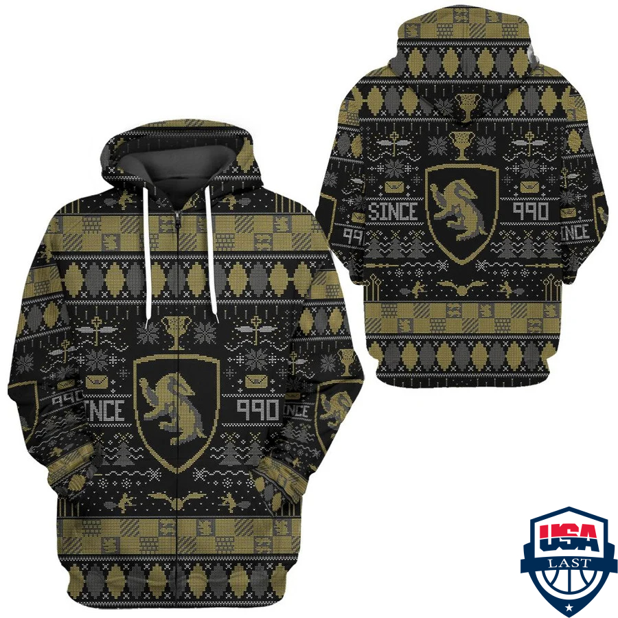 Harry Potter Hufflepuff House Ugly Pattern 3D Hoodie Apparel Harry Potter Hufflepuff House Ugly Pattern 3D Hoodie Apparel