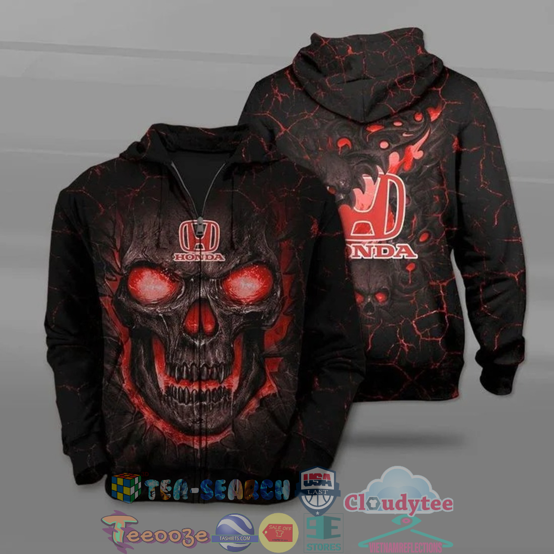 Honda Skull Ver 2 All Over Printed T-Shirt Hoodie Honda Skull Ver 2 All Over Printed T-Shirt Hoodie