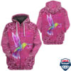 Hummingbird Breast Cancer Awareness 3D Hoodie Apparel