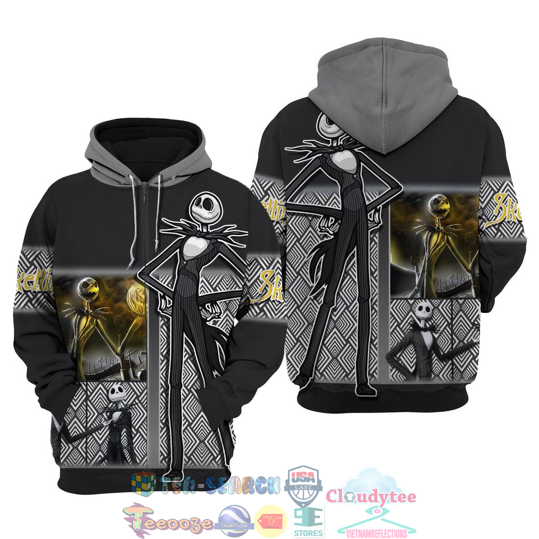 Jack Skellington Black Disney Hoodie 3D Jack Skellington Black Disney Hoodie 3D