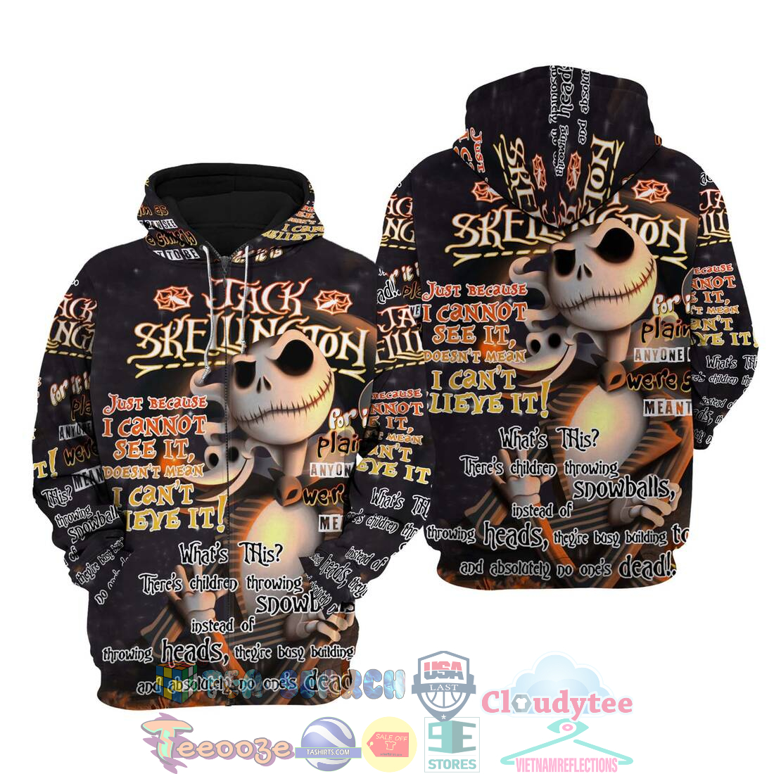 Jack Skellington Punk Words Pattern Disney Quotes Hoodie 3D Jack Skellington Punk Words Pattern Disney Quotes Hoodie 3D