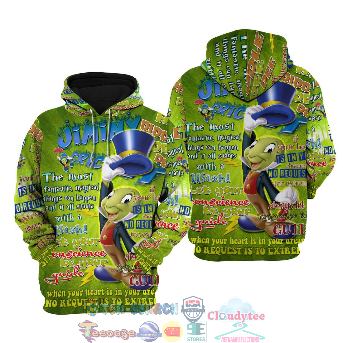 Jiminy Cricket Words Pattern Disney Quotes Hoodie 3D Jiminy Cricket Words Pattern Disney Quotes Hoodie 3D
