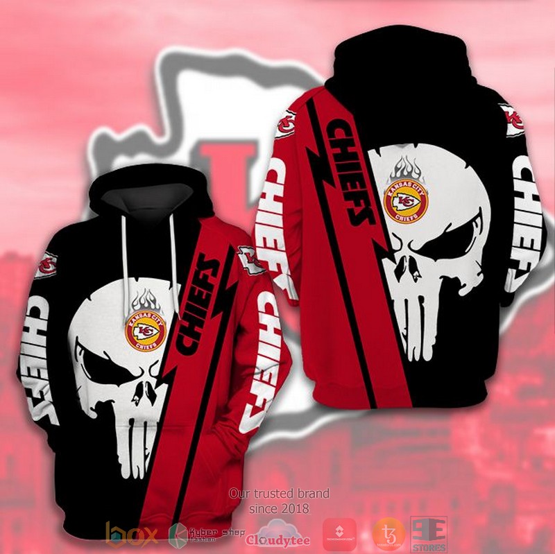 Kansas City Chiefs Nfl Punisher Skull Black Red 3D Hoodie Kansas City Chiefs Nfl Punisher Skull Black Red 3D Hoodie