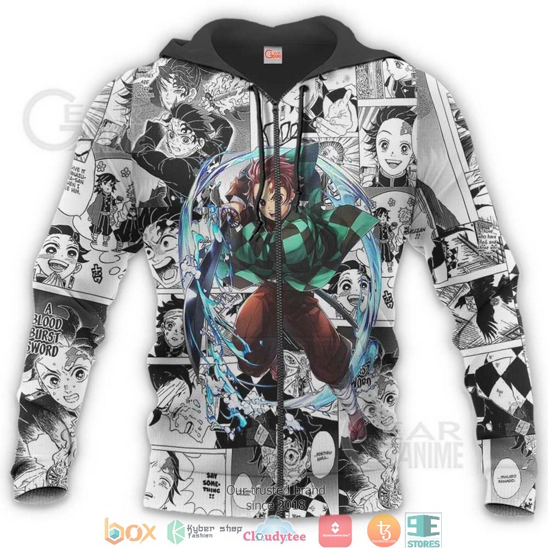 Kimetsu Tanjiro Anime Mixed Manga 3D Hoodie Kimetsu Tanjiro Anime Mixed Manga 3D Hoodie