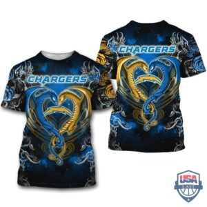 Los Angeles Chargers Dragon Nfl 3D Hoodie T-Shirt