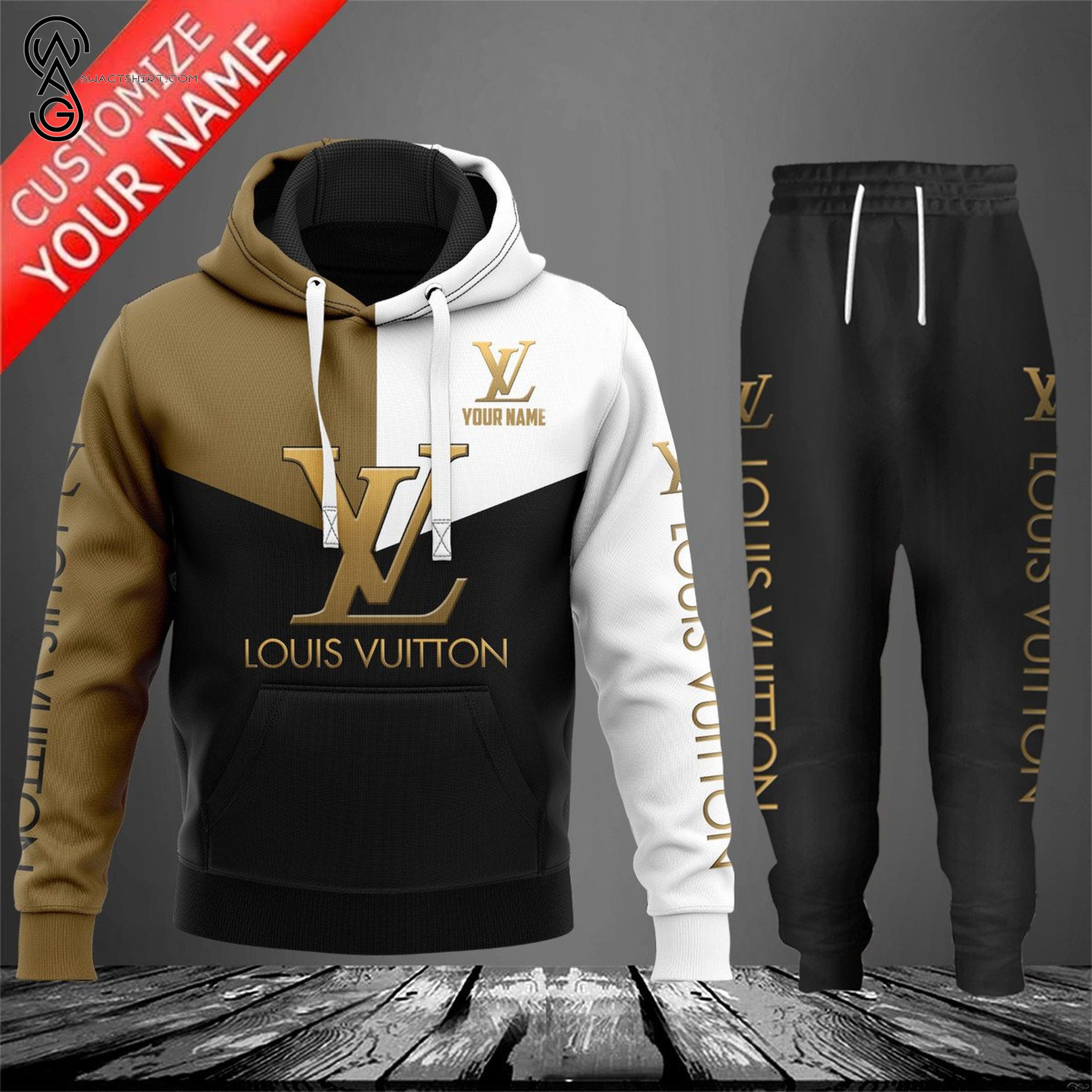 Louis Vuitton Brown Symbol Combo Hoodie And Long Pants Louis Vuitton Brown Symbol Combo Hoodie And Long Pants