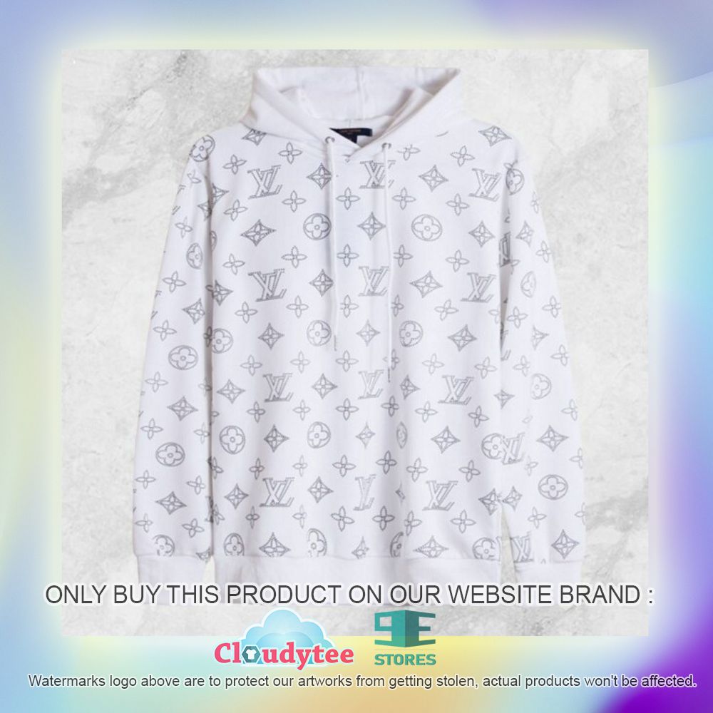 Louis Vuitton White Pattern 3D Hoodie Louis Vuitton White Pattern 3D Hoodie