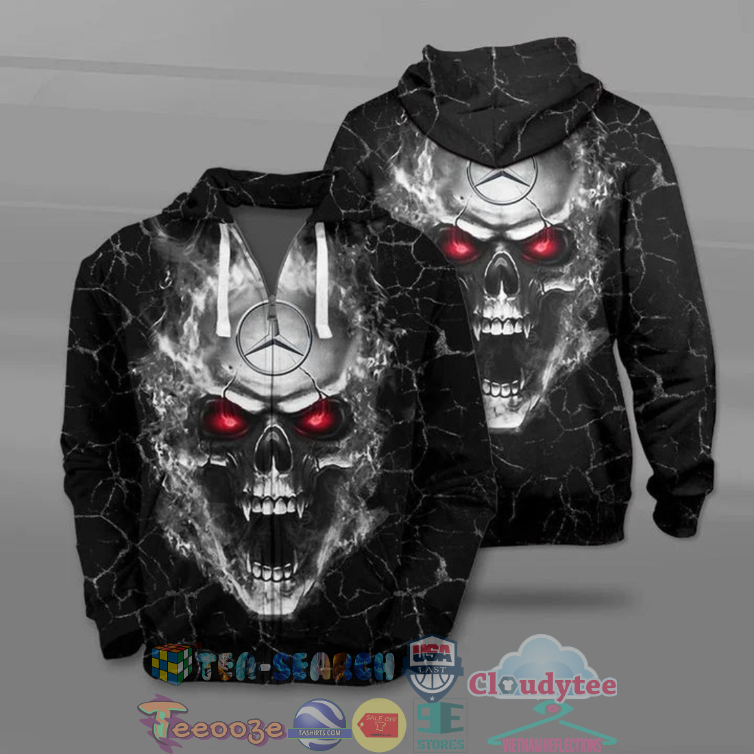 Mercedes Benz Skull Ver 1 All Over Printed T-Shirt Hoodie Mercedes Benz Skull Ver 1 All Over Printed T-Shirt Hoodie