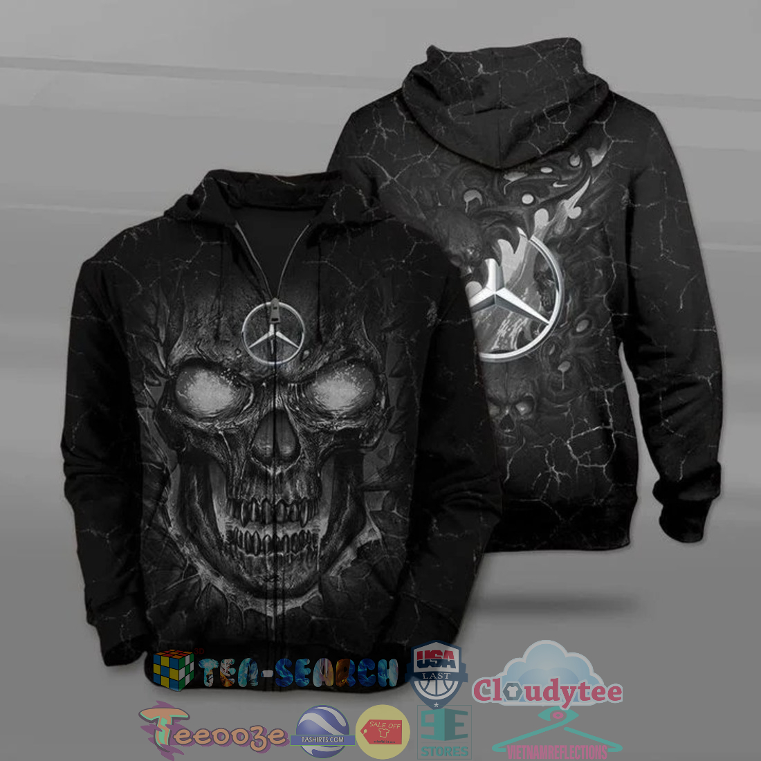 Mercedes Benz Skull Ver 2 All Over Printed T-Shirt Hoodie Mercedes Benz Skull Ver 2 All Over Printed T-Shirt Hoodie