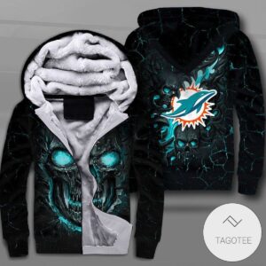 Miami Dolphins Lava Skull Zipper Fleece Hoodie
