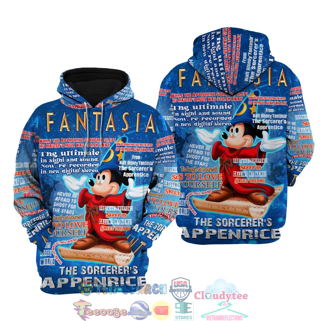 Mickey Fantasia Words Pattern Disney Quotes Hoodie 3D Mickey Fantasia Words Pattern Disney Quotes Hoodie 3D