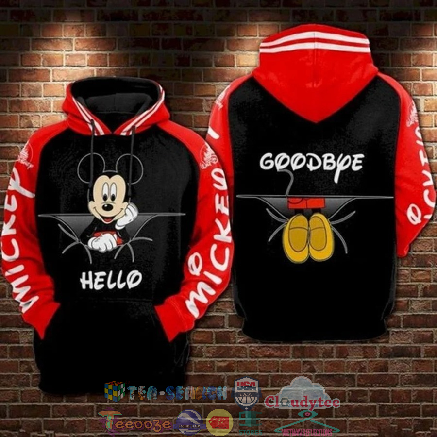 Mickey Mouse Disney Hello Goodbye 3D Hoodie Mickey Mouse Disney Hello Goodbye 3D Hoodie