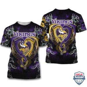 Minnesota Vikings Dragon Nfl 3D Hoodie T-Shirt