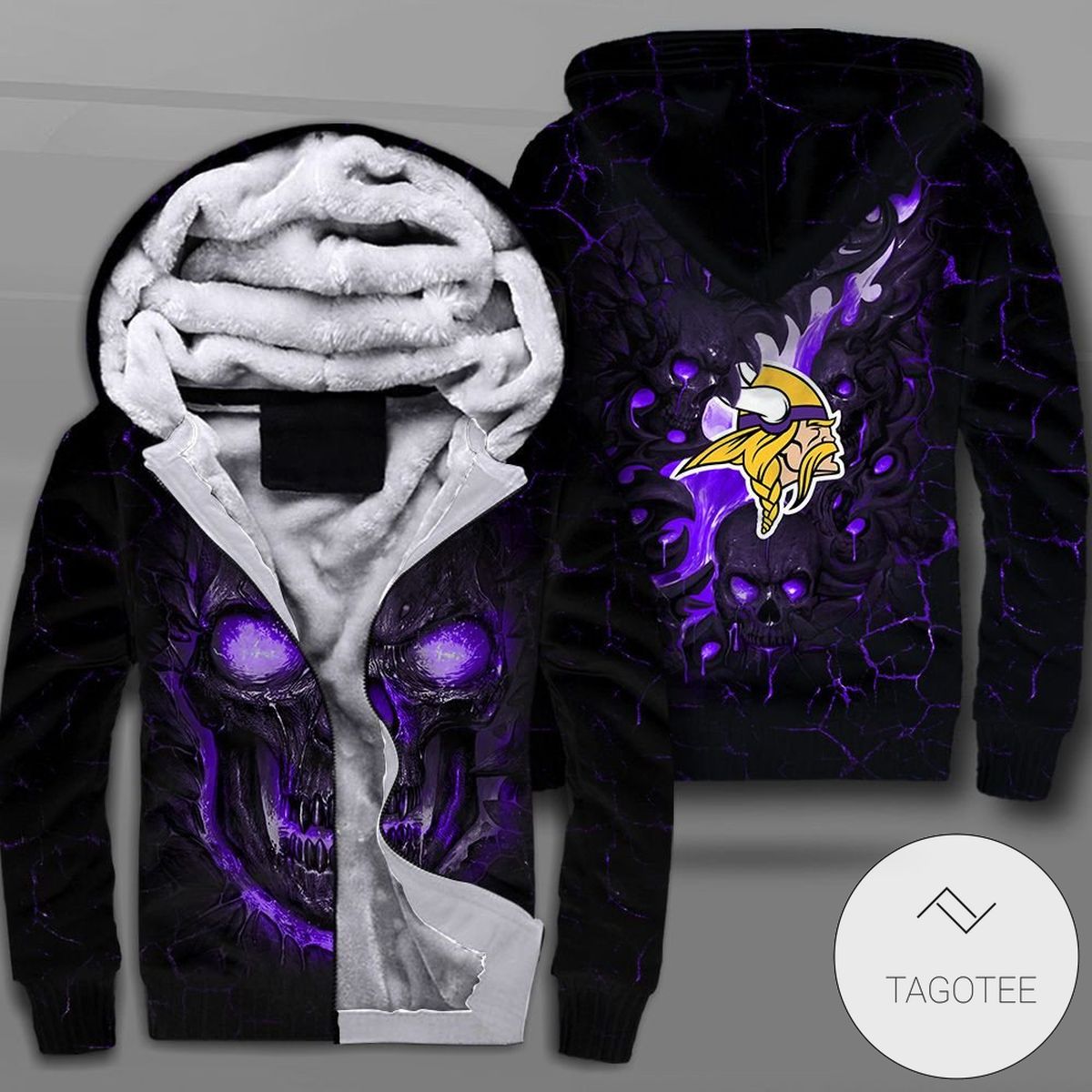 Minnesota Vikings Lava Skull Zipper Fleece Hoodie Minnesota Vikings Lava Skull Zipper Fleece Hoodie