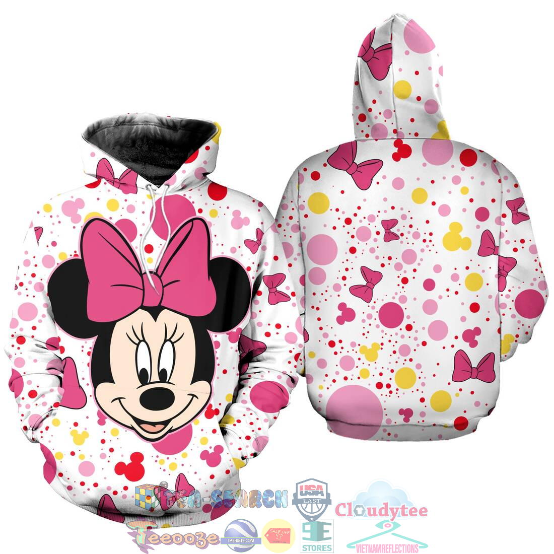 Minnie Pink Polkadot Pattern Disney Hoodie 3D Minnie Pink Polkadot Pattern Disney Hoodie 3D