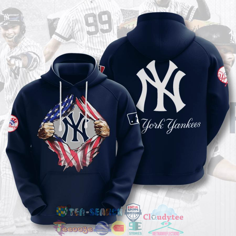 Mlb New York Yankees Inside American Flag Hoodie 3D Mlb New York Yankees Inside American Flag Hoodie 3D