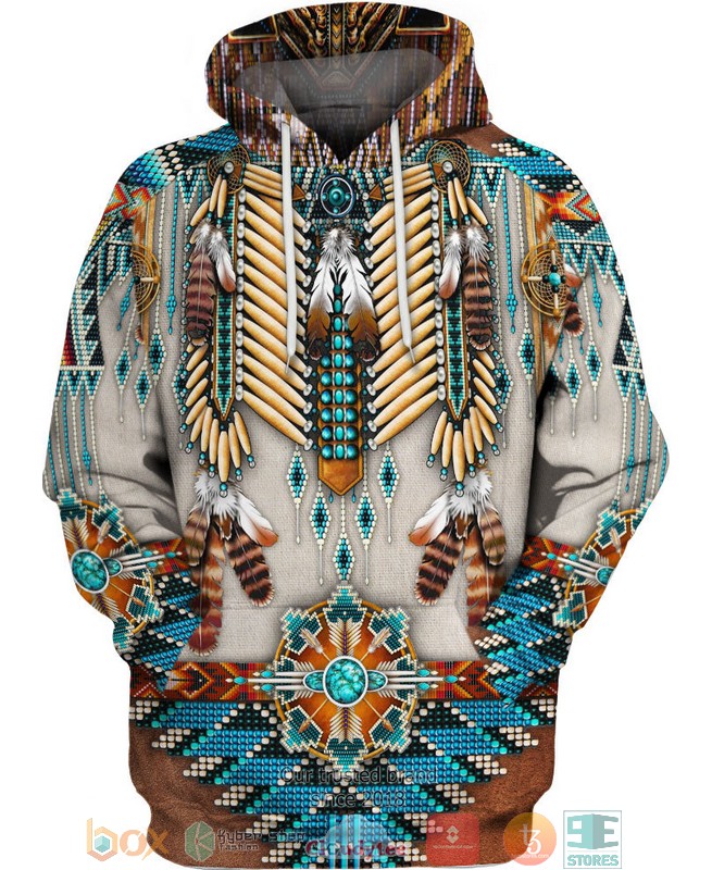Native-American-Pattern-Brown-Grey-3D-Hoodie-1