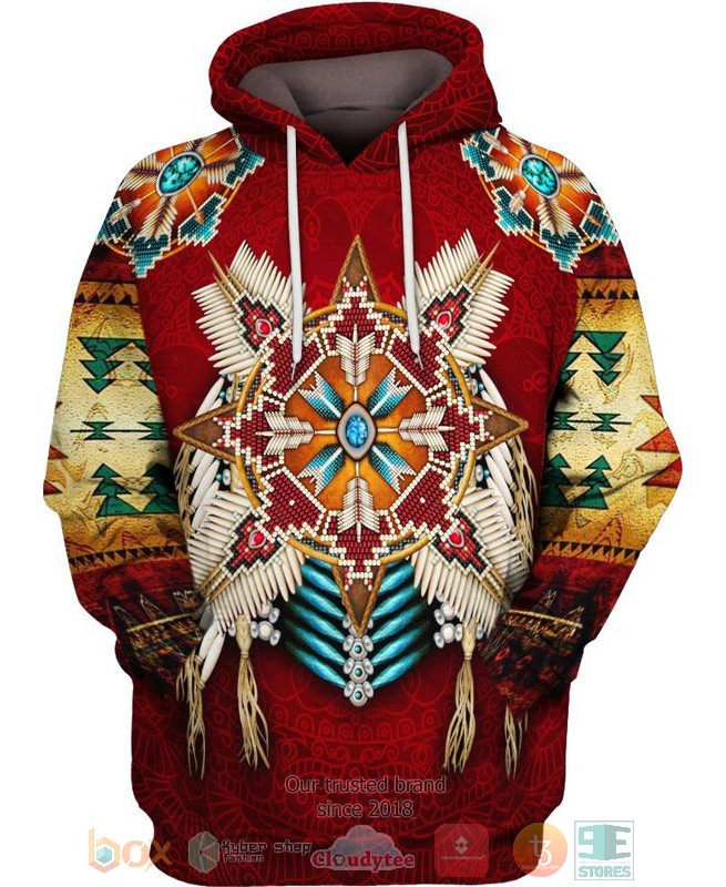 Native-American-Pattern-Red-3D-Hoodie-1