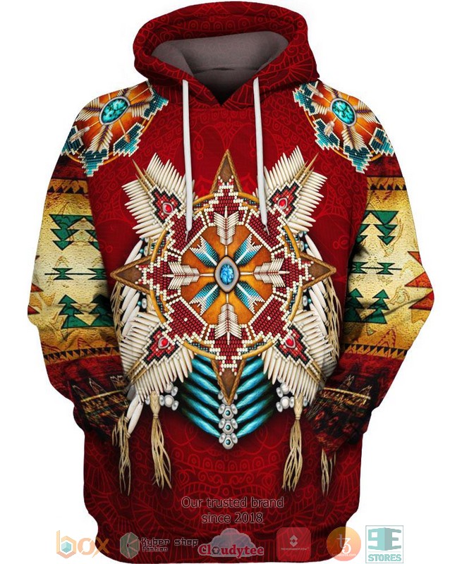 Native-American-Red-3D-Hoodie-1