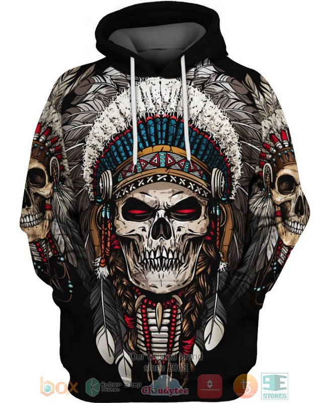 Native-American-Skull-Black-3D-Hoodie-1