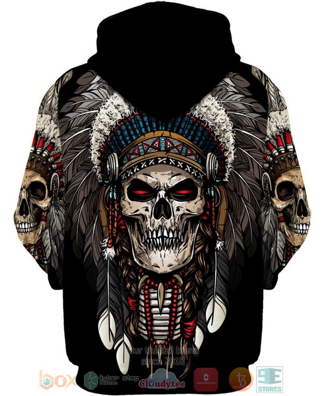 Native American Skull Black 3D Hoodie Native American Skull Black 3D Hoodie
