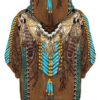 Native Fringed Motifs Brown 3D Hoodie