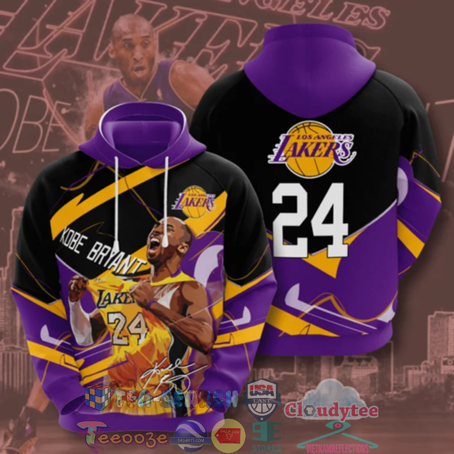 Nba Los Angeles Lakers Kobe Bryant 24 Signature Hoodie 3D Nba Los Angeles Lakers Kobe Bryant 24 Signature Hoodie 3D