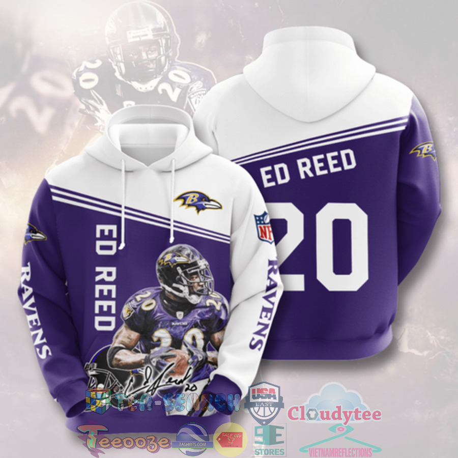Nfl Baltimore Ravens Ed Reed 20 Hoodie 3D Nfl Baltimore Ravens Ed Reed 20 Hoodie 3D
