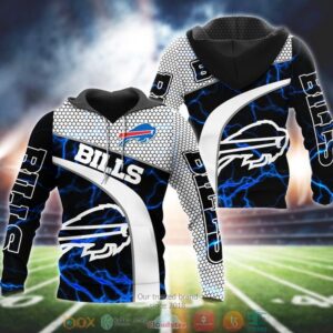 Nfl Buffalo Bills Lightning Black 3D Hoodie