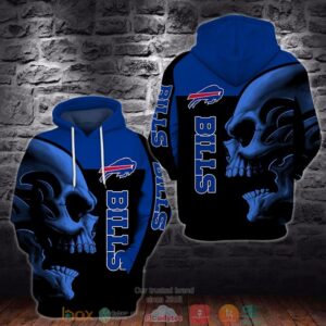Nfl Buffalo Bills Skull Black Blue 3D Hoodie