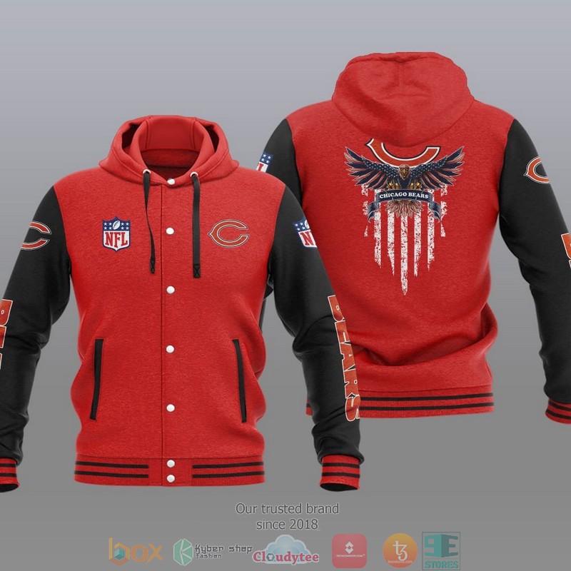 Nfl Chicago Bears Eagle American Flag Baseball Jacket Hoodie Nfl Chicago Bears Eagle American Flag Baseball Jacket Hoodie