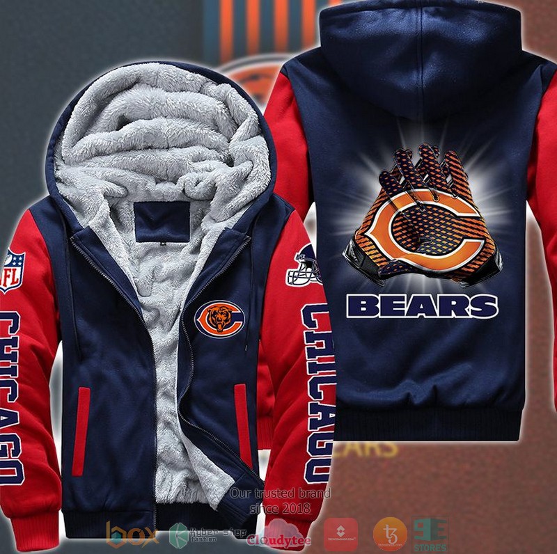 Nfl Chicago Bears Hand Gloves 3D Fleece Hoodie Jacket Nfl Chicago Bears Hand Gloves 3D Fleece Hoodie Jacket