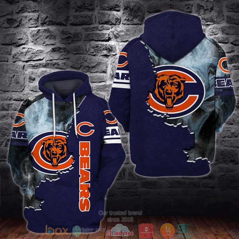 Nfl Chicago Bears Smoke Blue 3D Hoodie Nfl Chicago Bears Smoke Blue 3D Hoodie
