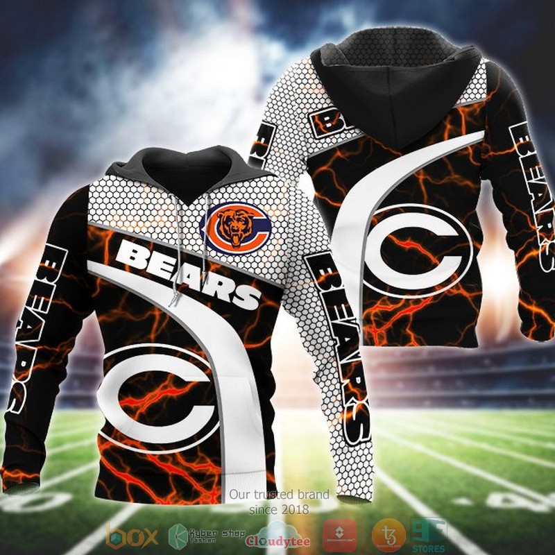 Nfl Chicago Bears Spark Black 3D Hoodie Nfl Chicago Bears Spark Black 3D Hoodie