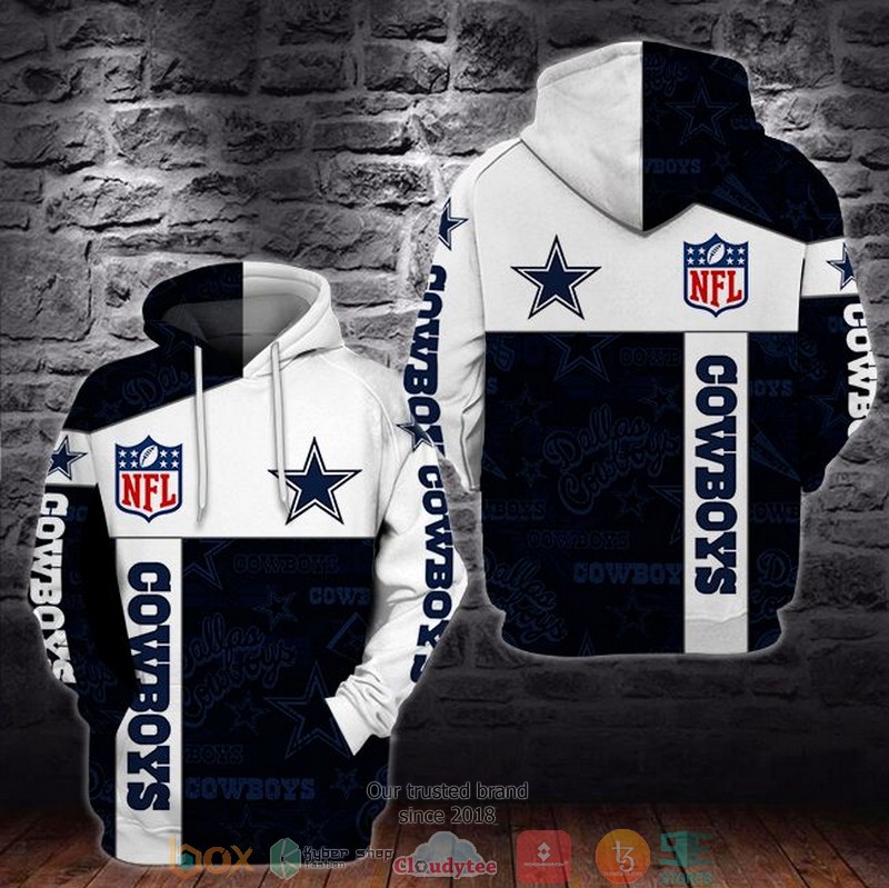 Nfl Dallas Cowboys Navy White 3D Hoodie Nfl Dallas Cowboys Navy White 3D Hoodie