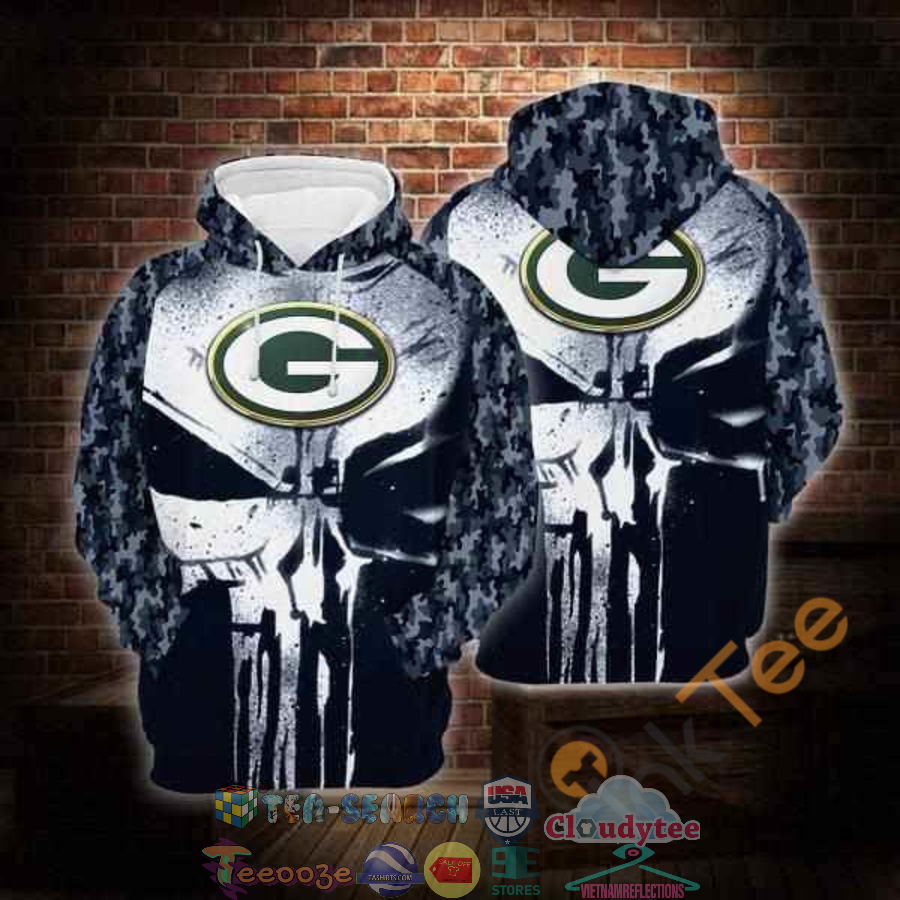 Nfl Green Bay Packers Skull Camo Hoodie 3D Nfl Green Bay Packers Skull Camo Hoodie 3D