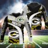Nfl Green Bay Packers Spark Black 3D Hoodie