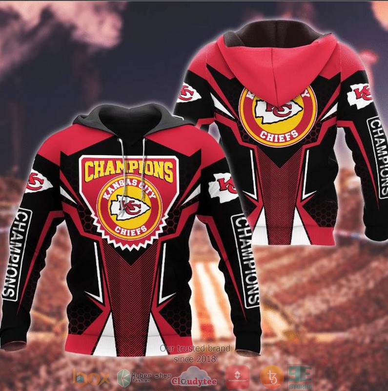 Nfl Kansas City Chiefs Logo Champions 3D Hoodie Nfl Kansas City Chiefs Logo Champions 3D Hoodie
