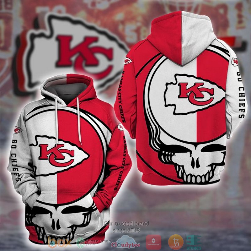Nfl Kansas City Chiefs Logo Grateful Dead Skull 3D Hoodie Nfl Kansas City Chiefs Logo Grateful Dead Skull 3D Hoodie