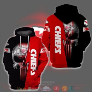 Nfl Kansas City Chiefs Punisher Skull Red 3D Hoodie