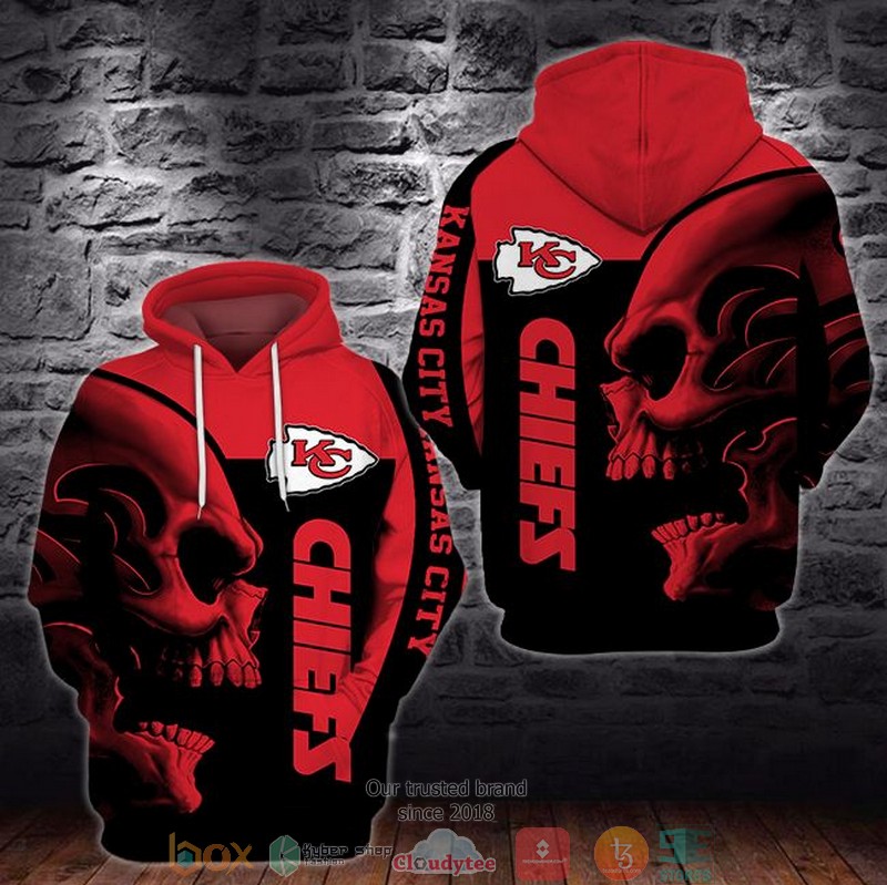 Nfl Kansas City Chiefs Skull 3D Hoodie Nfl Kansas City Chiefs Skull 3D Hoodie