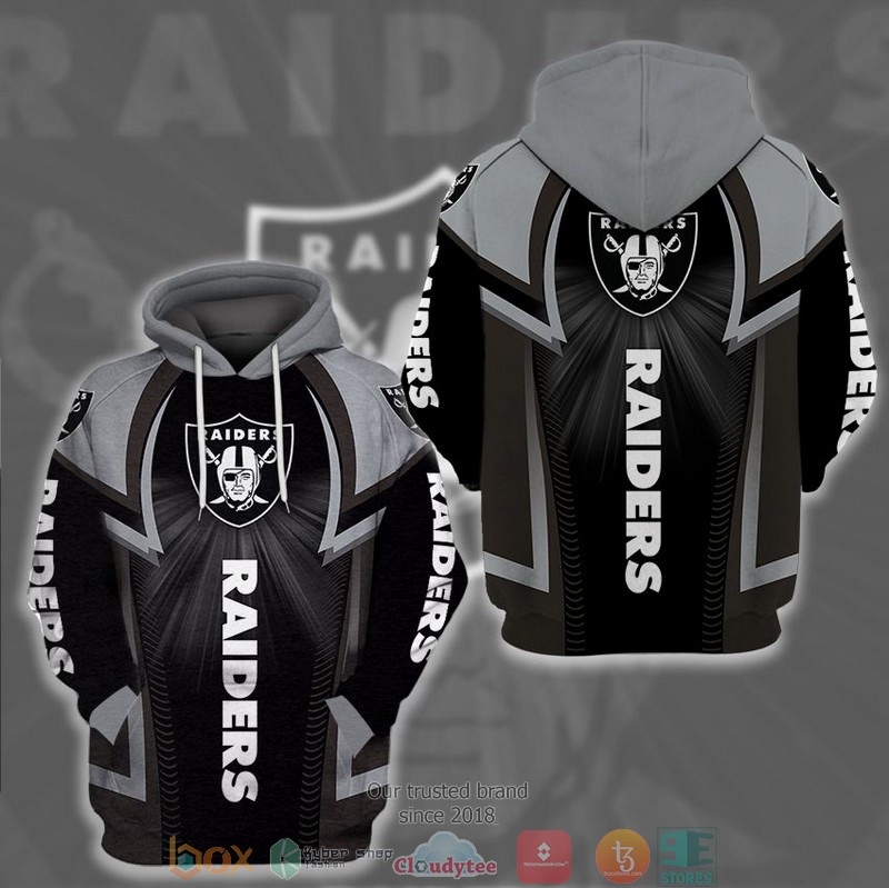 Nfl Las Vegas Raiders Black Grey 3D Hoodie Nfl Las Vegas Raiders Black Grey 3D Hoodie
