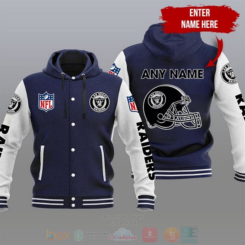Nfl Las Vegas Raiders Custom Name Varsity Hoodie Jacket Nfl Las Vegas Raiders Custom Name Varsity Hoodie Jacket