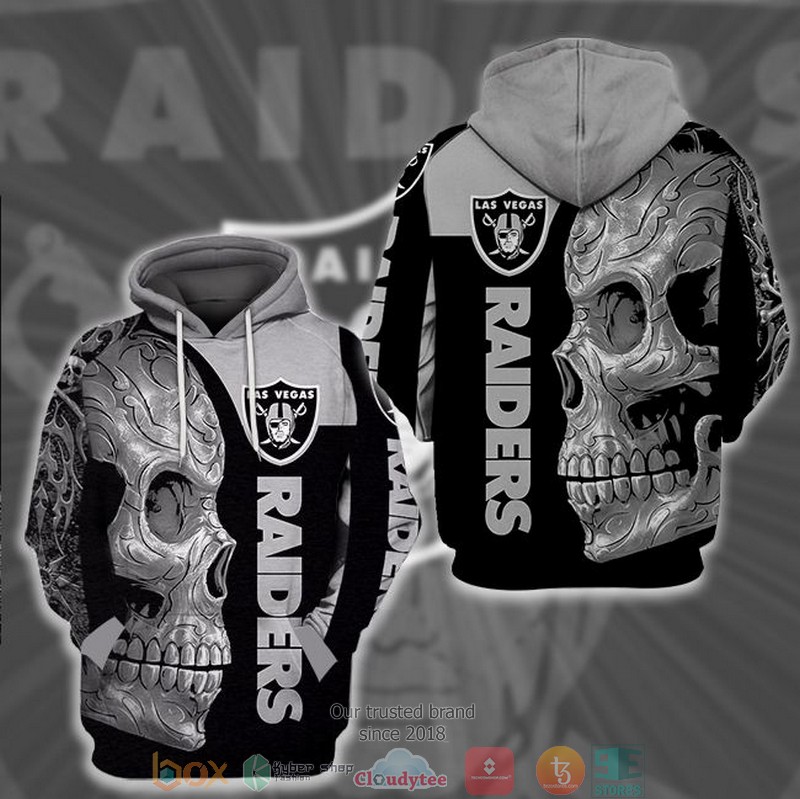 Nfl Las Vegas Raiders Grey Skull 3D Hoodie Nfl Las Vegas Raiders Grey Skull 3D Hoodie