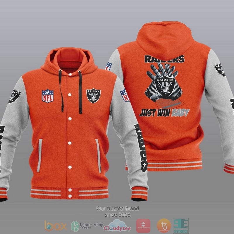 Nfl Las Vegas Raiders Just Win Baby Baseball Jacket Hoodie Nfl Las Vegas Raiders Just Win Baby Baseball Jacket Hoodie